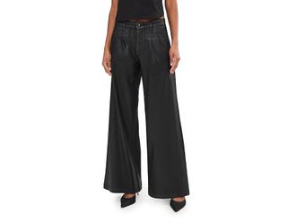 AG - Adriano Goldschmied Dorine Mid Rise Pleated Palazzo Womens Jeans Ltt Lt Super Black : 32 33, Cotton/Denim/Elastane