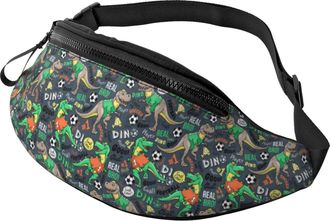 Generic Dinosaur Plays Soccer Bum Bags Belt Bag Unisex Fanny Pack For Sport Travel Jogging 14X35Cm