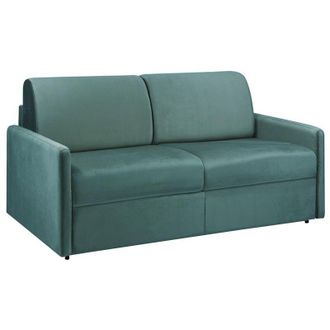 Vente-Unique Vente-unique - Divano letto 3 posti a ribalta in velluto Verde menta - Larghezza Materasso 140 cm - Spessore 18 cm - calife