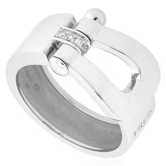 Fred Perry Force 10 Large Model 18k White Gold Ring, Size 58