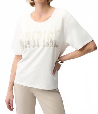 Joseph Ribkoff Embellished Graphic Print T-Shirt In Vanilla/beige
