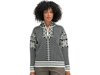 Dale of Norway Leknes Sweater Womens Short Sleeve Pullover Coffee/Off-White/Metal : XS (Womens 2), Wool
