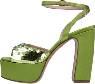Roberto Festa Milano Stex Sandalen - Dames - Sandalen met hakken - Groen - 36 EU - Leer - Schoenen