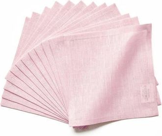 Solino Home Linen Cocktail Napkins Set of 12 - Athena in Bubblegum Pink at Nordstrom, Size Small