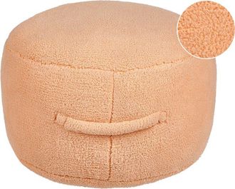 Beliani Beliani - Puf Coj&iacute;n Redondo 50 X 50 X 30 Cm Poli&eacute;ster Estampado Liso Naranja Adlana