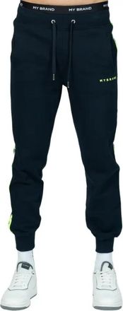 My Brand Blauwe Contrasterende Taping Jogger Broek - Heren - Sweatpants - Blauw - S - Broeken