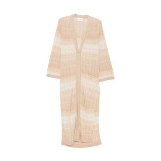 MC2 Saint Barth Long Knitwear, female, Beige, Size: XS Tonia Long Cardigan