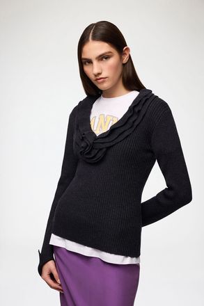 Ganni Mixed Top in Ribbed Merino