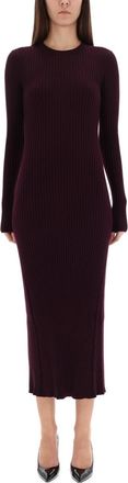 Helmut Lang Womens Dress With Back Slit - Purple Wool - Size Medium