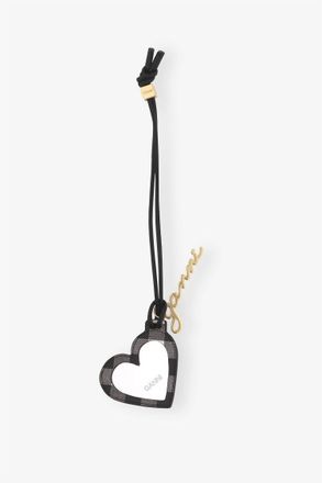 Ganni Womens Bou Heart Mirror Keyring In Black