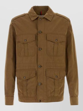 Moncler amnicon cotton blend jacket flap pockets epaulettes