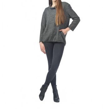 Papillon Ribbed Oversized Cowl Neck Sweater In Charcoal
