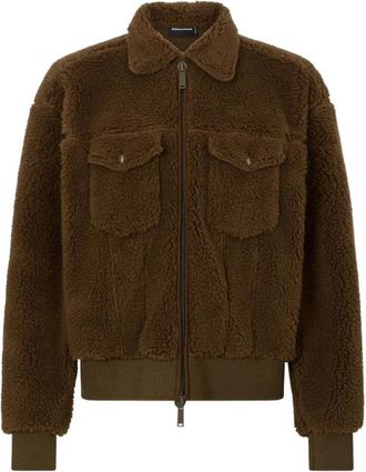 Dsquared2 Fleece Jas met Logo - Heren - Zomerjassen - Bruin - XL - Jassen