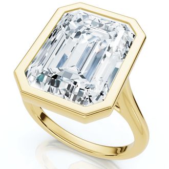 Pompeii3 Certified 10 Ct Emerald Cut Bezel Diamond Engagement Ring 14k or Pt Lab Grown