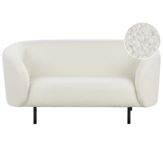Beliani Beliani - Sof&aacute; 2 Plazas De Poli&eacute;ster Negro Blanco Boucl&eacute; Suave Patas Retro Glamour Loen