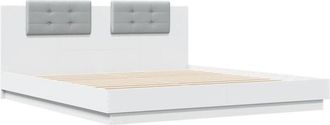vidaXL Vidaxl - Estructura de cama con cabecero y luces led blanco 200x200 cm