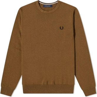 Fred Perry Round-neck Truien - Heren - Ronde hals truien - Bruin - L - Katoen - Truien & Vesten