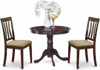 East West Furniture ANTI3-CAP-C 3 PC small Kitchen Table and Chairs set-round Table plus 2 Kitchen Dining Chairs