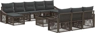 vidaXL Conjunto De Sof&aacute;s De Jard&iacute;n 11 Uds. Gris Rat&aacute;n Sint&eacute;tico Vidaxl