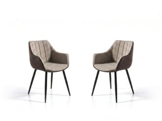 Pondecor Interiorismo Set de 2 sillas de comedor tapizadas en tejido beige