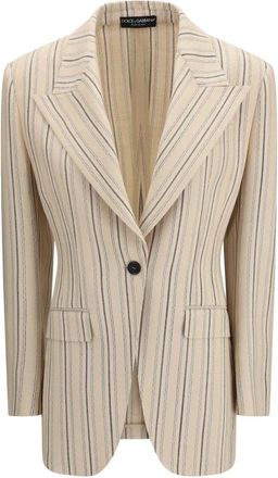 Dolce & Gabbana Giacca monopetto in gessato regimental - - Jackets - Donna - Beige - S