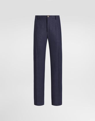 Dolce & Gabbana Linen Pants - Man Pants And Shorts Blue 46