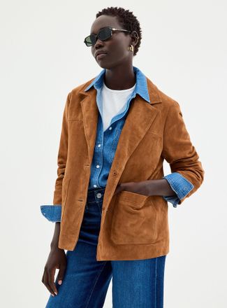 Contemporaine Womens Genuine suede loose jacket
