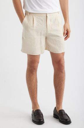 Percival Pleated Linen Shorts in Cream at Nordstrom, Size 30