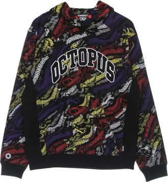 Octopus Zwarte Lichtgewicht Hoodie Deco - Heren - Hoodies - Veelkleurig - S - Katoen - Hoodies & sweatvesten