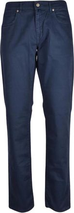Incotex Heren, Broeken, Blauw, Maat: W34 Katoen