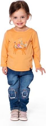 Deux par Deux Organic Cotton T-Shirt with Cat in Golden Yellow at Nordstrom, Size 18M