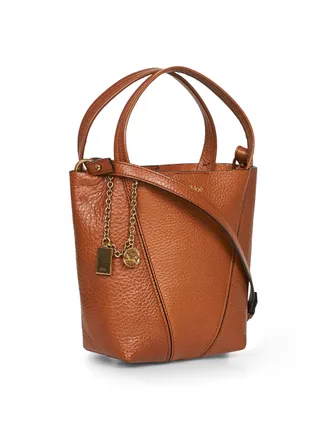 Chlo&eacute; Womens Tote Bag Spin Brown Calf Leather Handbags Hand