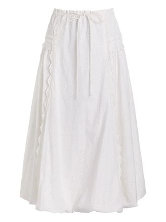 Damson Madder eyelet-embroidery midi skirt - White