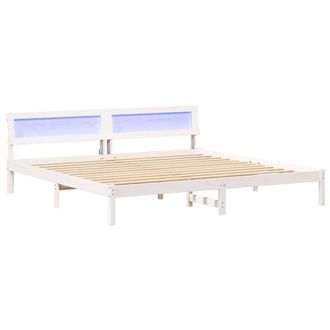 Berkfield Home with LED Strip Lights with Headboard White 180 x 200 cm Solid pin