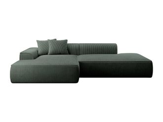 VENTE-UNIQUE.COM Sof&aacute; rinconera terciopelo verde pino