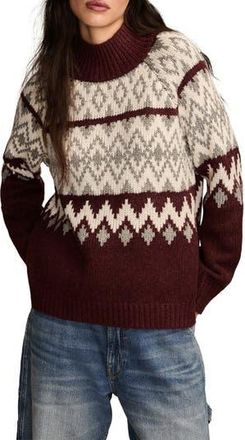 Lucky Brand Fair Isle Mock Neck Sweater in Burgundy Heather at Nordstrom Rack, Size Xx-Large