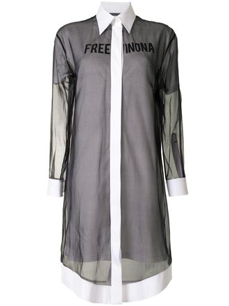 Off-white Free Winona-print shirt dress - women - Silk/Cotton - 40 - Black