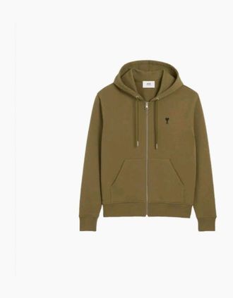 Ami Mens Ami Paris Logo Zip Hoodie Bronze - Size: 40