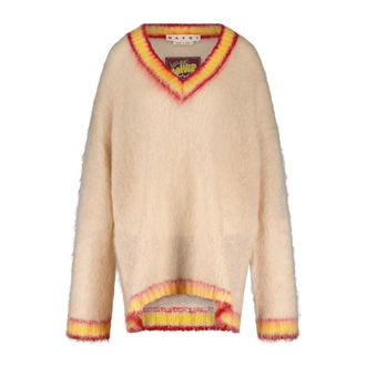 Marni Mohair Mix Ribbed V-Neck Jumper