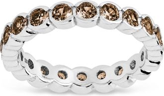 Sterling Forever Sterling Silver Chocolate Helene Bezel Eternity Band Ring