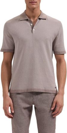 Bugatchi Geometric Jacquard Polo Sweater in Walnut at Nordstrom, Size Xx-Large