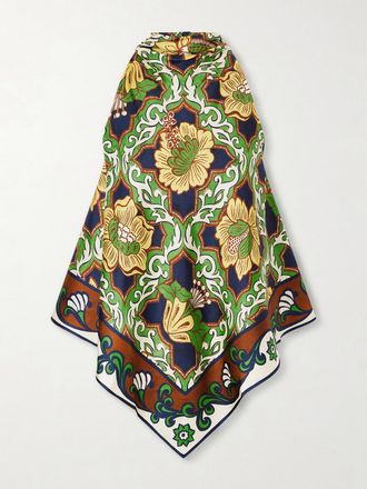 Alemais Top A Schiena Scoperta In Twill Di Seta Stampato Liana - Verde