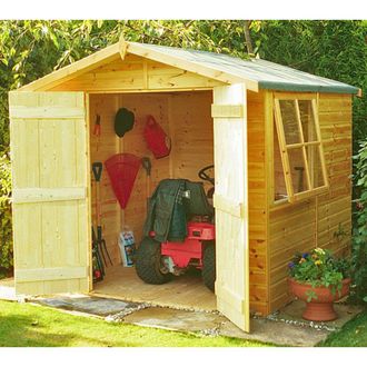 Shires Alderney Double Doors Tongue & Groove Garden Shed Workshop 7x7 ft in Light Tan