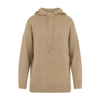 Max Mara Hoodies, female, Beige, M, Neutral Wool Cashmere Jumper Aw25