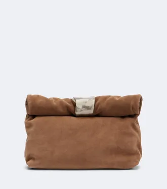 Staud Puff Small suede clutch