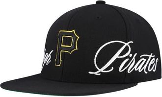 Mitchell & Ness Mens Mitchell & Ness Black Pittsburgh Pirates Just Don x MLB Lux Script Snapback Hat at Nordstrom