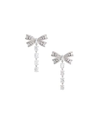 Self Portrait Earrings With Crystal Bow Design And Dynamic Drops