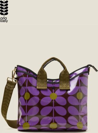 Orla Kiely Womens Purple Retro Stem Print Carry Grab Tote Bag With Detachable Strap - One Size