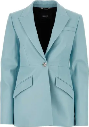 Versace Light Blue Leather Blazer
