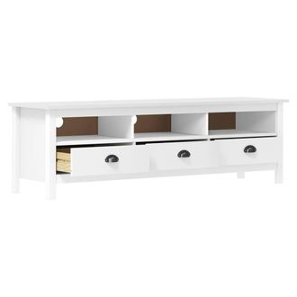 Berkfield Home TV Cabinet Hill White 158x40x47 cm Solid Pine Wood | Size: 158 x 40 x 47 cm